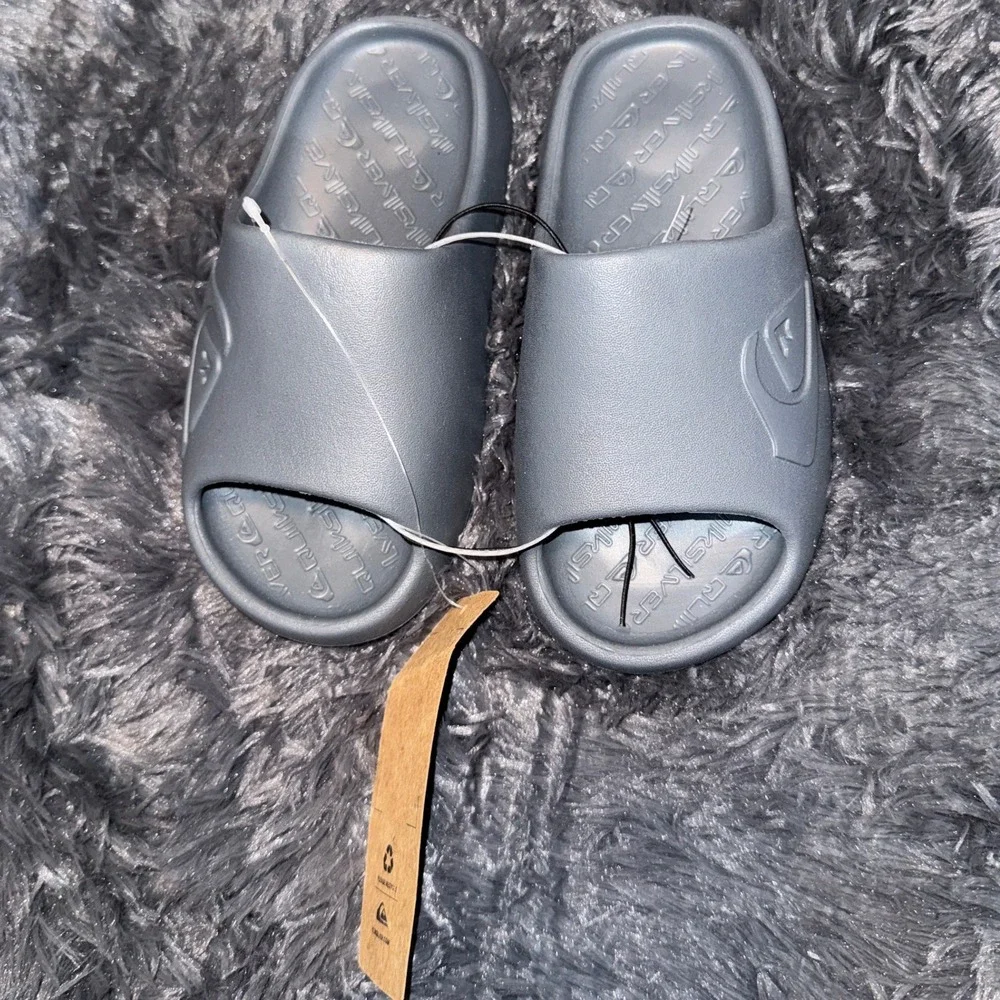 Quiksilver Kids Slide Sandals Size 11/12 Gray Slip On Beach Pool Shoes New NWT